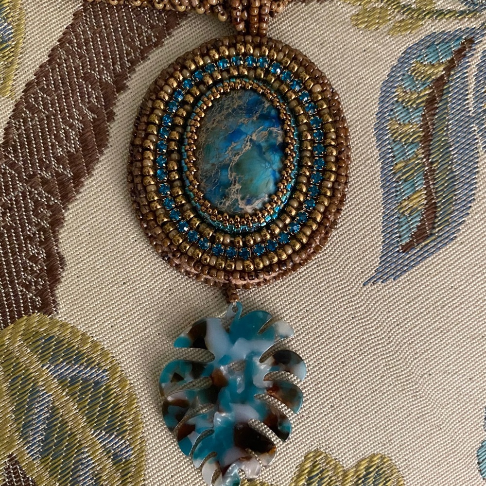 Hand beaded rope and cabachon